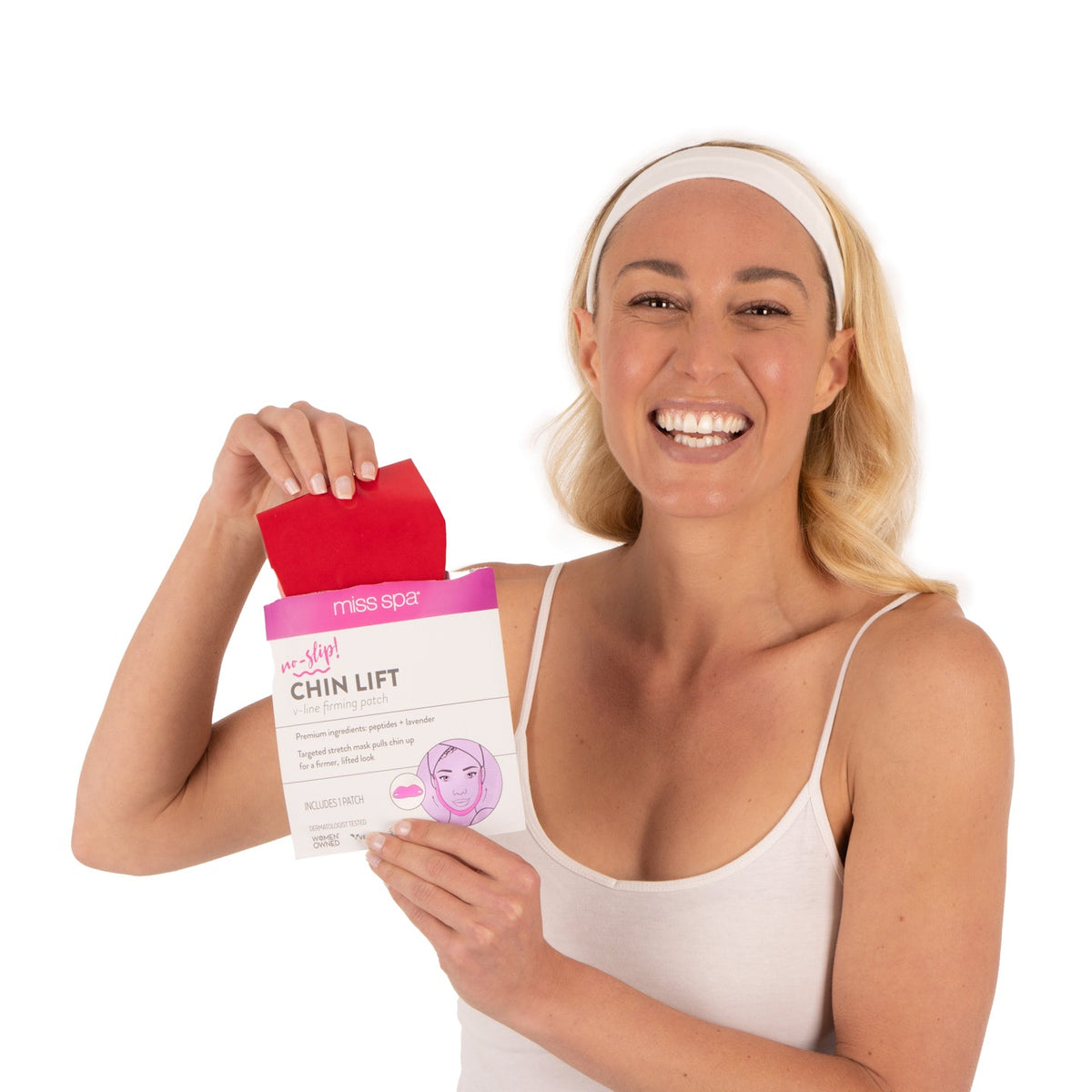 women wearing a double chin mask to reduce double chin