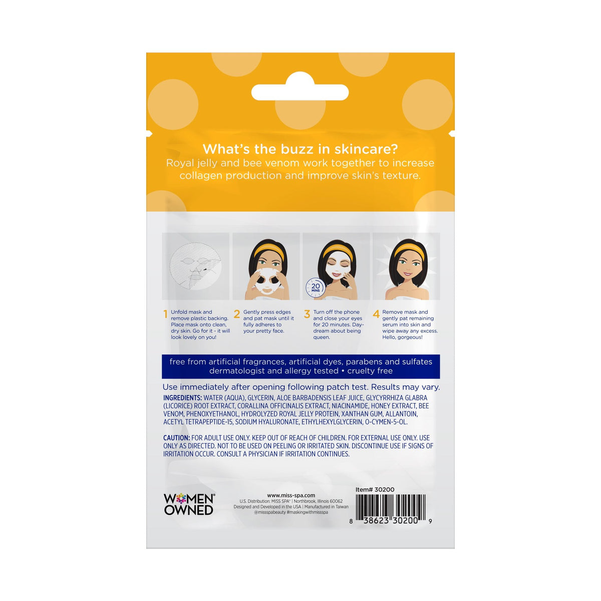 Miss Spa Bee Venom Facial Sheet Mask back image