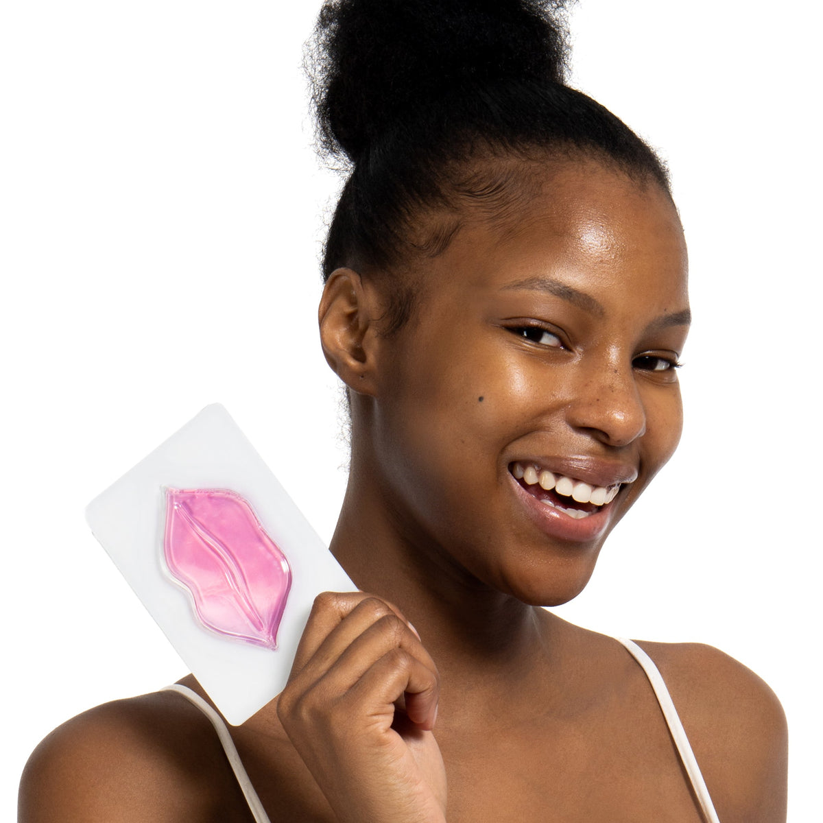 women using hydrogel lip mask for dry lips 