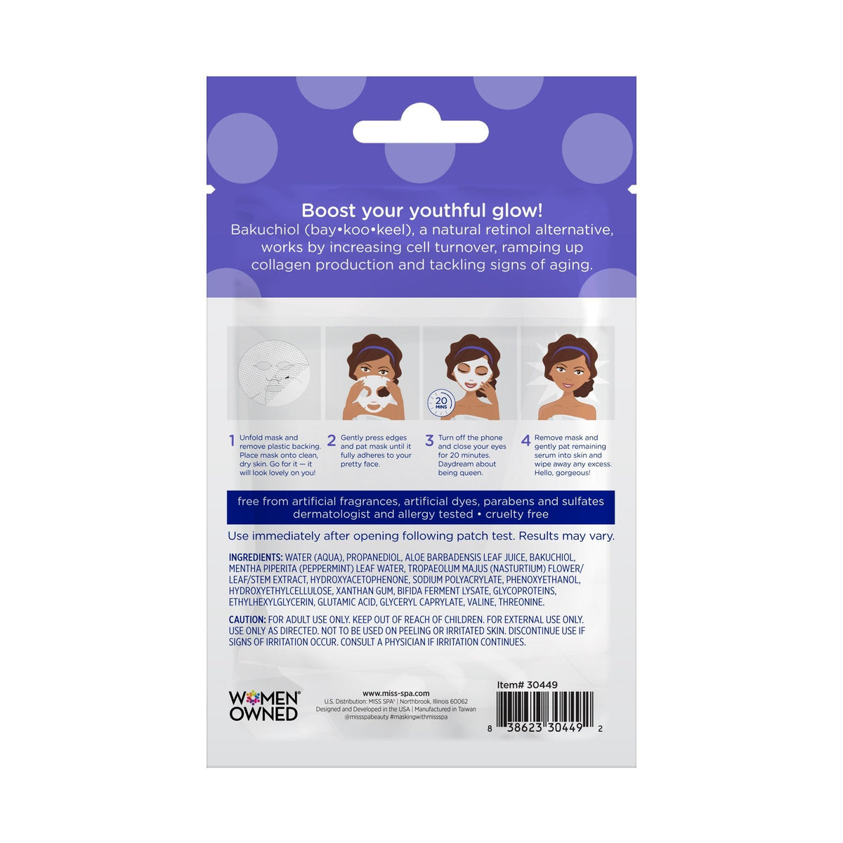 Miss Spa Bakuchiol Repairing Sheet Mask back image
