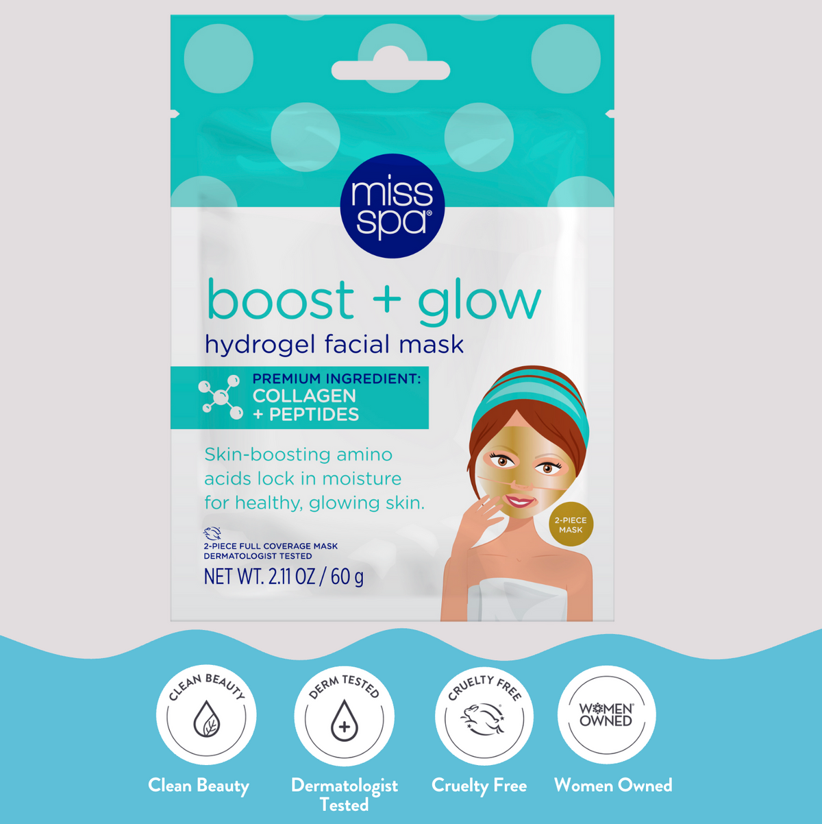 Miss Spa boost + glow hydrogel facial mask 