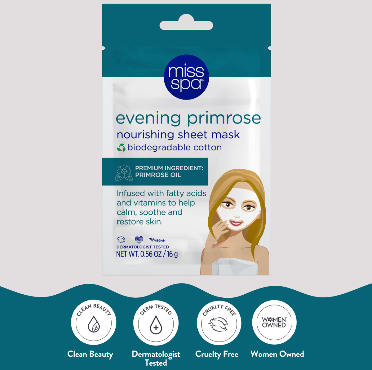Miss Spa evening primrose nourishing sheet mask 